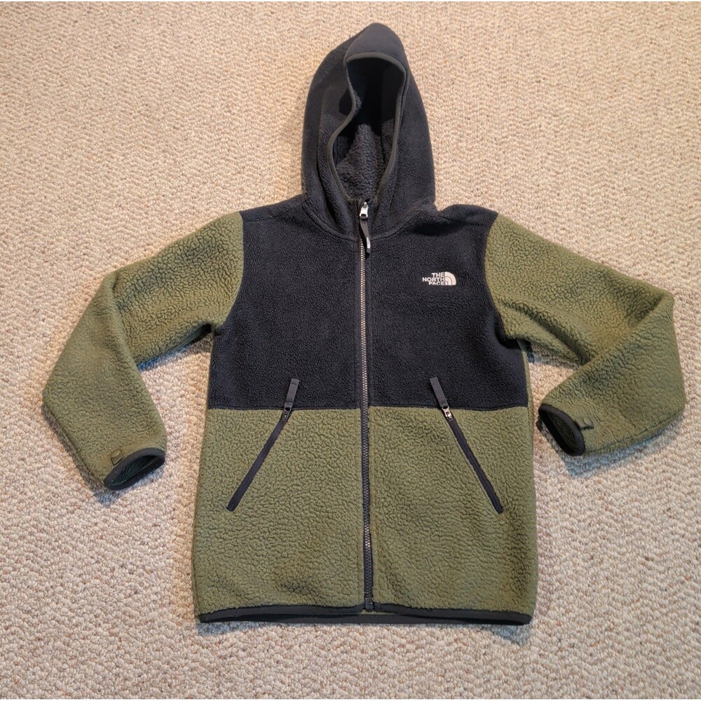 The North Face Forrest Fleece Full Zip Jacket Coat Boys M Green Black Outdoor
